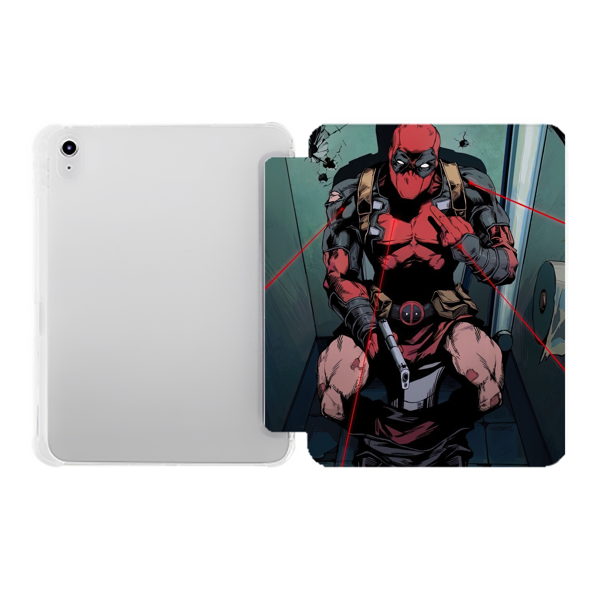 （画像用） Deadpool デッドプール IPad ケース ペン収納付き 三つ折りスタンド PUレザー×シリコン 対応機種9.5/10.5/10.9インチ